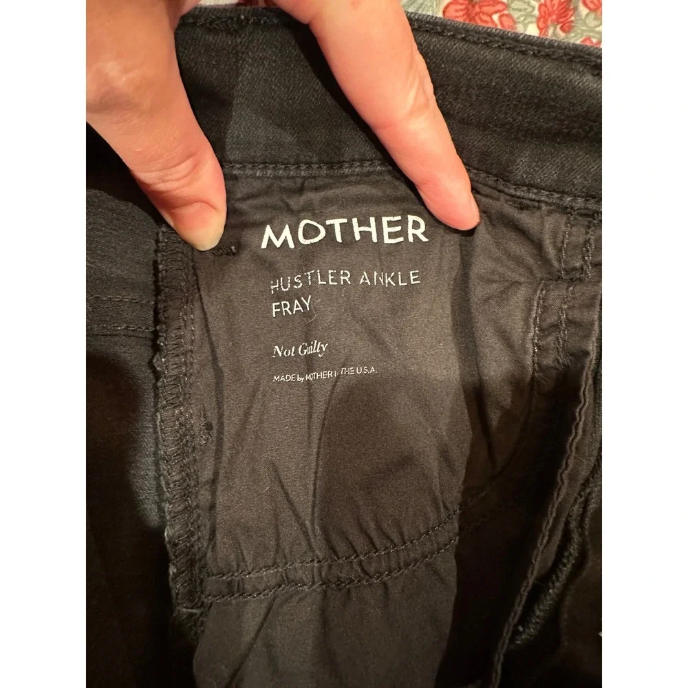 Mother Hustler Ankle Fray Jeans Not Guilty Black High Rise Flare Size 28